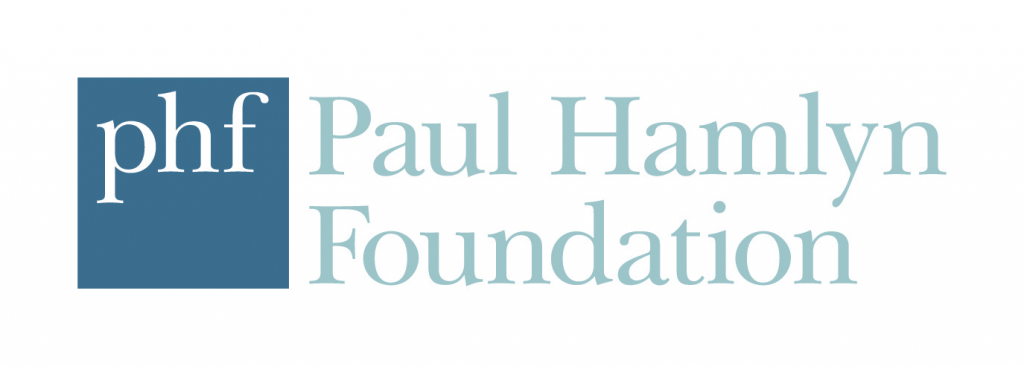 Paul Hamlyn Foundation logo. A blue box with phf in white writing