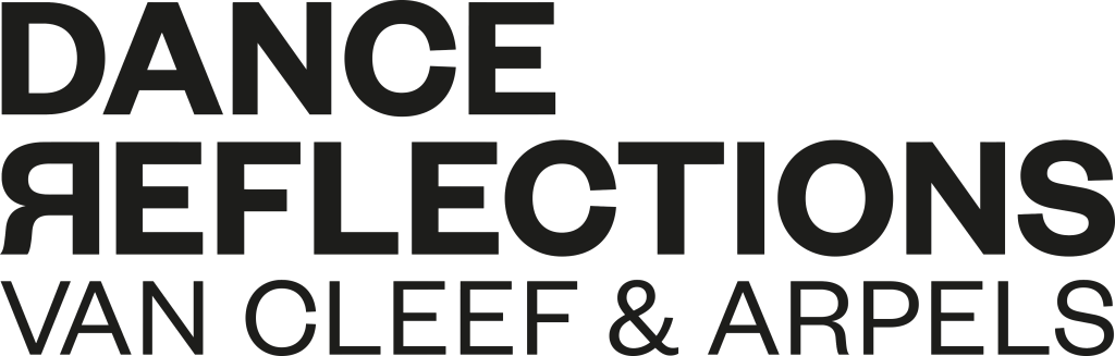 Logo featuring black text reading ' Dance Reflections Van Cleef & Arpels' on a transparent background